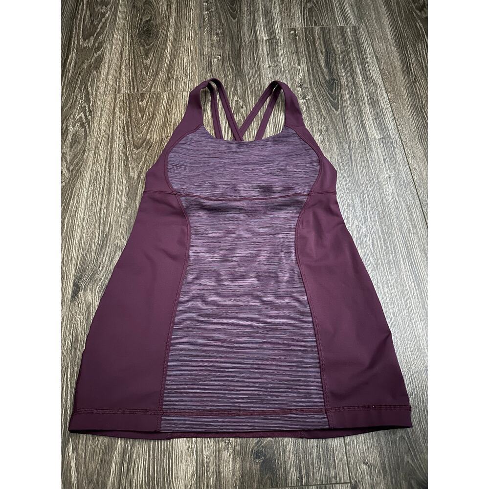 Lululemon Criss Cross Tank Top Energy Strappy Slim Fit Plum Purple Workout